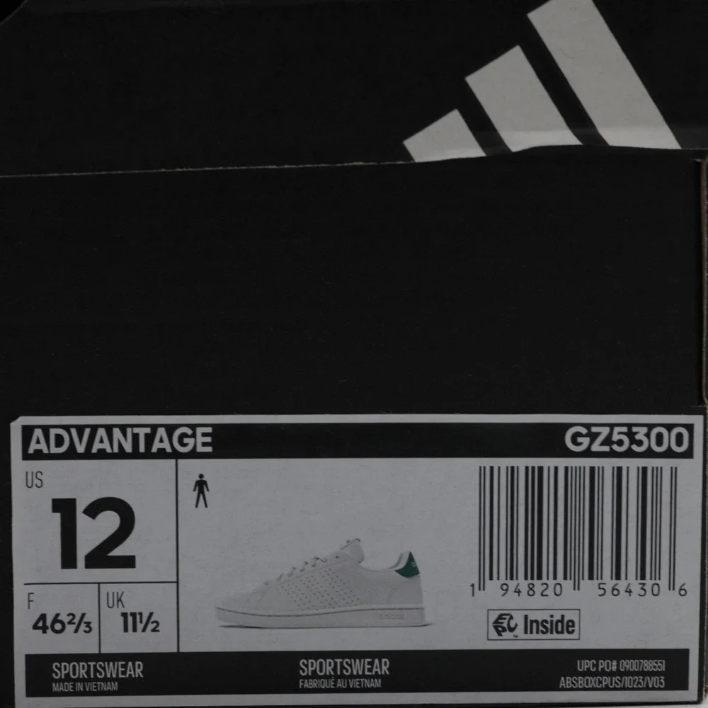 Adidas Men's Advantage Comfortable Breathable Athletic Shoes White/Green Size 12